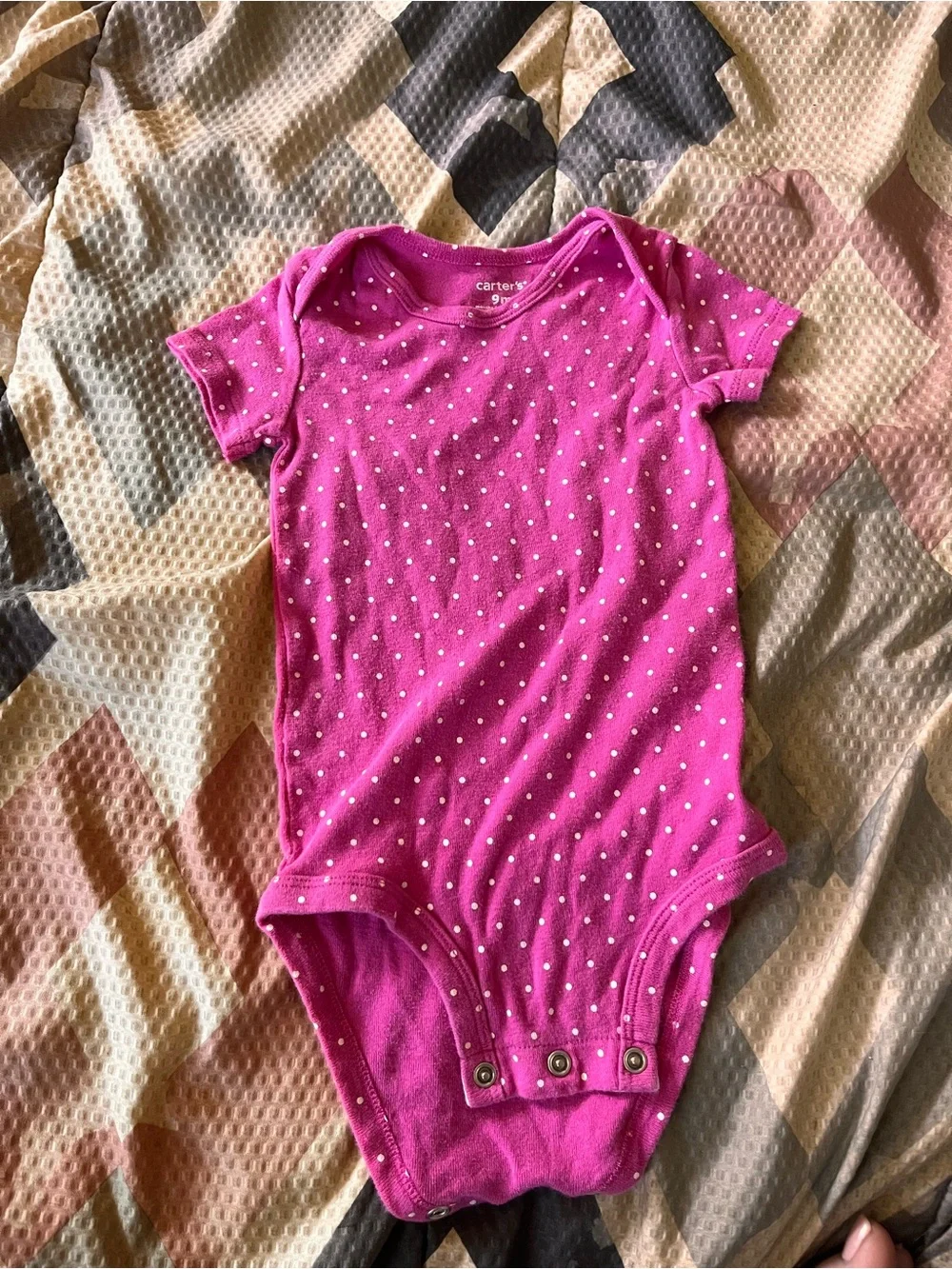 Carter's Hot Pink Polka Dot Short-Sleeve Baby One-Piece